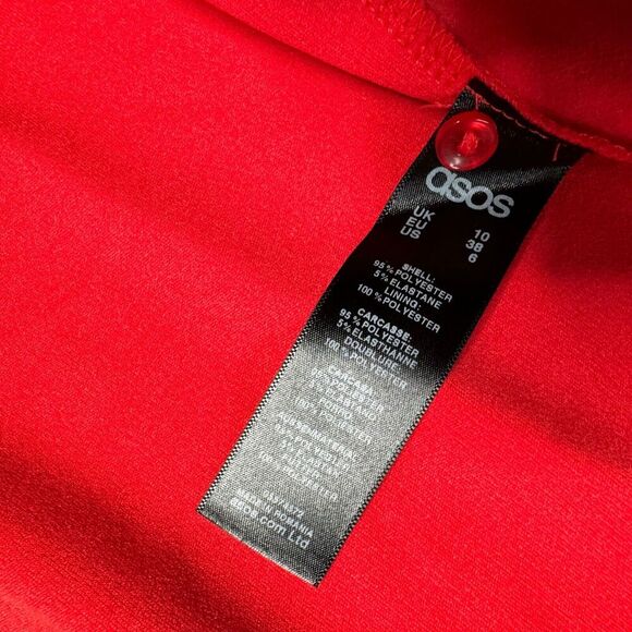 ASOS Shift Dress Womens 6 Red Button Front Sleeveless Summer Beach Wear NEW - Picture 5 of 7